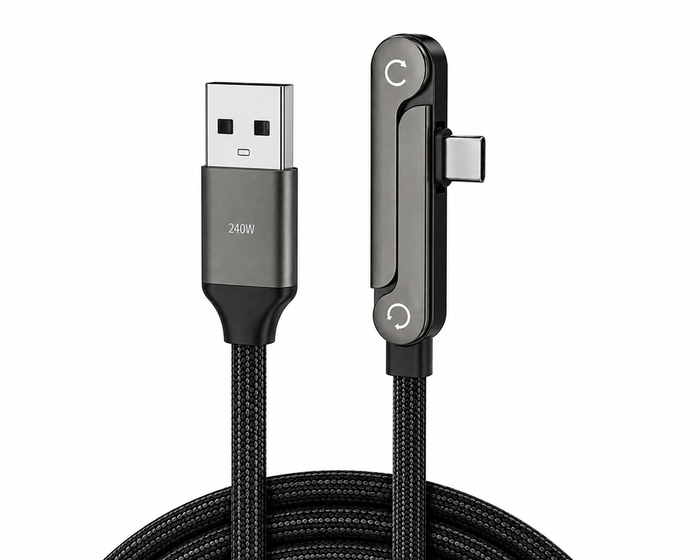 Pack de 3 câbles VAELT : USB-C, Lightning et USB-A avec support intégré